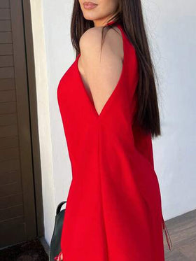 Hitanina جمبسوت نسائية طويلة الأكمام ذات لون أحمر لامع وياقة على شكل صليب مع شراريب، موديل جديد لخريف وشتاء 2025، مناسبة للحفلات والمناسبات اليومية، حفلات البلد، هالوين، عيد الميلاد، السهرات، حفلات الزفاف، حفلات الغداء