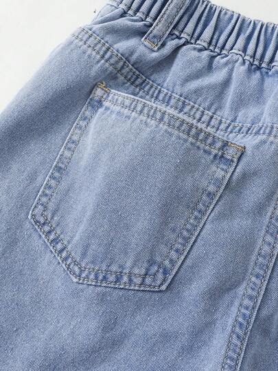SHEIN قطعتان من بنطلونات الجينز الفضفاضة والمريحة والمنعشة ذات القصة المستقيمة والساق الواسعة باللونين الأزرق والأسود للأطفال والمراهقين، ملابس يومية وملابس ربيعية وصيفية للحفلات والأحداث الشبابية والملابس الشارعية