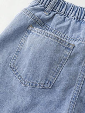 SHEIN قطعتان من بنطلونات الجينز الفضفاضة والمريحة والمنعشة ذات القصة المستقيمة والساق الواسعة باللونين الأزرق والأسود للأطفال والمراهقين، ملابس يومية وملابس ربيعية وصيفية للحفلات والأحداث الشبابية والملابس الشارعية