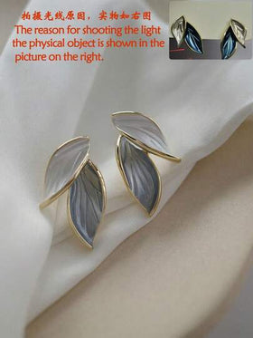 topshiny زوج من أقراط أوراق فرنسية، أقراط فاخرة أنيقة، أقراط موضة جديدة للنساء، مناسبة للارتداء اليومي وإكسسوارات الحفلات (قد يكون هناك اختلاف في اللون بسبب الإضاءة أثناء التصوير)