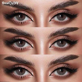 FRESH LADY زوج من عدسات لاصقة ملونة للاستخدام السنوي من نوع Freshlady بقطر 14.20 مم، بتصميم دمية كبيرة رمادية اللون، عدسات لاصقة تجميلية ناعمة، مناسبة للموضة اليومية والمكياج والحفلات الترفيهية