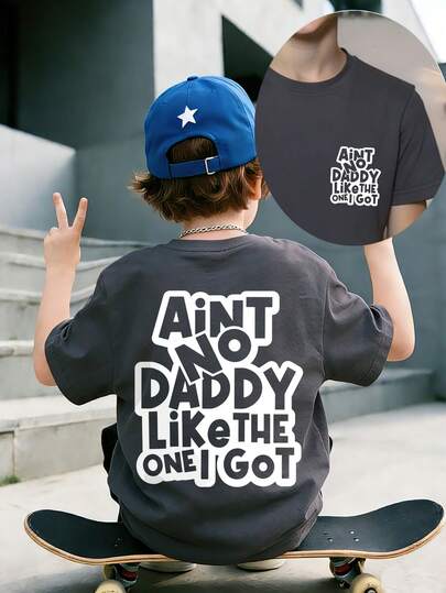 ملابس علوية تي شيرت بشعار "ليس هناك أب مثل الذي لدي" للأولاد المراهقين، قماش ناعم ومريح، مناسب للأنشطة الرياضية الخارجية للأولاد، الملابس الكاجوال، الملابس الشارعية، أسلوب الحرم الجامعي، قمصان كاجوال عصرية للأولاد المراهقين في الربيع/الصيف