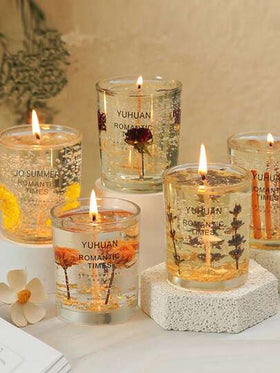 شمعتان شفافتان معطرتان بأزهار حقيقية داخلها، يمكن استخدامها كديكور على الطاولة، كأدوات تصوير لعشاء شموع، هدايا أعياد ميلاد وزفاف، ديكور ليلة المواعدة، هدايا ديكور المنزل لغرفة المعيشة وطاولة الطعام، هدايا تخرج، إلخ.