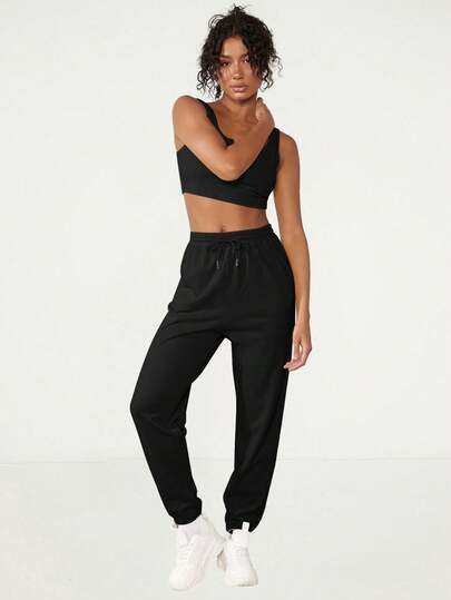 SHEIN BASICS بنطلون رياضي نسائي بجيب وسحاب