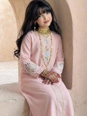 SHEIN رمضان فستان أنيق بأكمام واسعة مطرز بالزهور للفتيات المراهقات