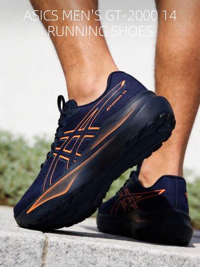 Asics أحذية الجري GT-2000 14، أحذية كاجوال، خفيفة الوزن ومريحة قابلة للتنفس للرجال، أحذية رياضية منخفضة للجري لمسافات طويلة على الطرق 1011C056-401