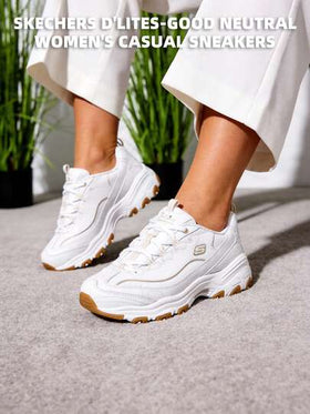 Skechers أحذية رياضية للنساء مطبوعة بالباندا بتصميم كاجوال، مريحة وخفيفة الوزن للاستخدام اليومي والخارجي