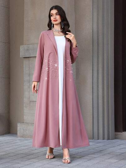 Yasmyna عباءة أنيقة للنساء بأكمام طويلة وخرز منتفخ، للربيع والصيف