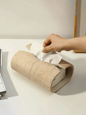 1 قطعة صندوق مناديل بتصميم منحني مستطيل بطراز وابي سابي | مصنوع من مادة الراتنج، تصميم بسيط، مناسب لديكور الحمام أو غرفة المعيشة أو المكتب، متوفر باللونين الأسود والبيج، ديكور وإكسسوارات الحمام، صندوق مناديل بطراز وابي سابي الرجعي، صندوق مناديل بنسيج شرقي