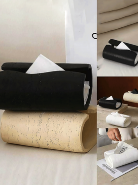 1 قطعة صندوق مناديل بتصميم منحني مستطيل بطراز وابي سابي | مصنوع من مادة الراتنج، تصميم بسيط، مناسب لديكور الحمام أو غرفة المعيشة أو المكتب، متوفر باللونين الأسود والبيج، ديكور وإكسسوارات الحمام، صندوق مناديل بطراز وابي سابي الرجعي، صندوق مناديل بنسيج شرقي