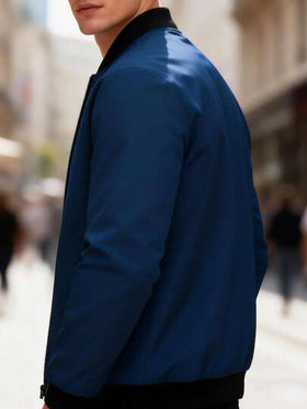Manfinity Homme جاكيت بيسبول قابلة للارتداء في كل الأوقات مع رسومات حرفية للرجال، سهلة الارتداء للتنقل اليومي