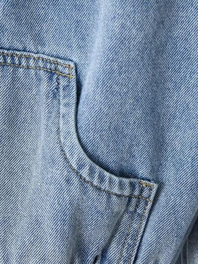 SHEIN جاكيت قصيرة مزودة بقبعة من الجينز الأزرق للبنات