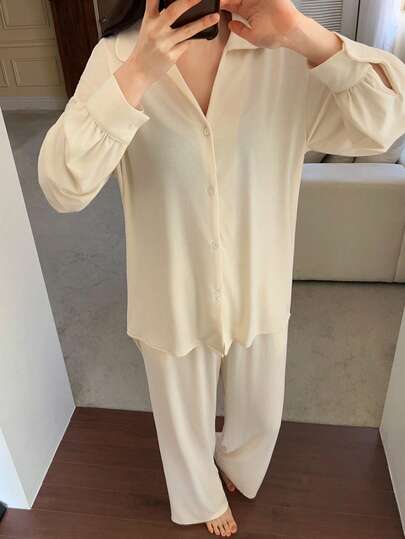 DAZY طقم بيجامة نسائي مريح وخفيف الوزن بتصميم بسيط