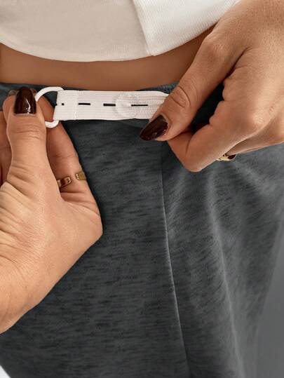 SHEIN شورت أمومة مريح بخصر قابل للتعديل بسحاب