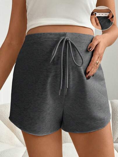 SHEIN شورت أمومة مريح بخصر قابل للتعديل بسحاب