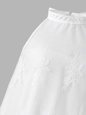 SHEIN فستان أنيق للفتيات المراهقات، فستان أميرة جميل، لون المشمش، طوق واقف، زخرفة مطرزة رائعة، قصة A-line بدون أكمام، فستان أميرة رائع