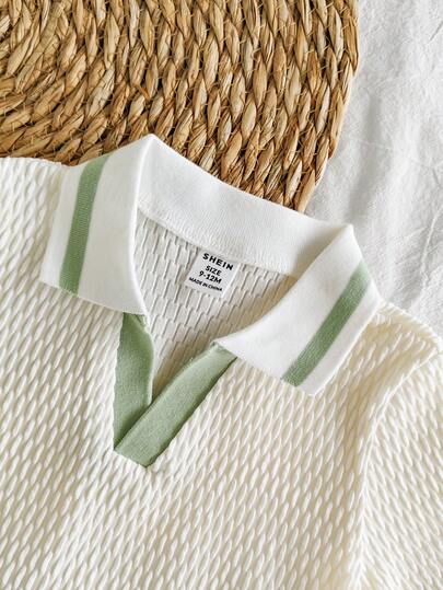 SHEIN Vintaside Kids طقم ملابس علوية كاجوال قصير الأكمام مع شورت جينز مغسول مناسب للاستخدام اليومي والتخييم العائلي والتسوق والتناول، مصمم بسيط مناسب للأطفال الصغار