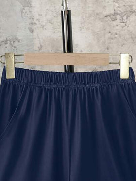 SHEIN مجموعة قميص كم قصير وشورت رياضي كاجوال لصبية المراهقين 2 قطعة/طقم مع جيوب