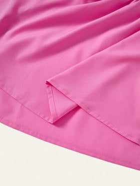 SHEIN Casuvi Kids فستان بنات مراهقات كاجوال مخطط مطرز بحرف CA غير متماثل اللحمات خط A، عصري للتجمعات، تصميم بسيط