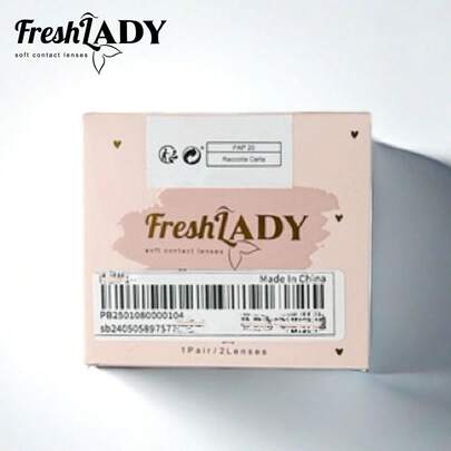 FRESH LADY عدسات لاصقة ملونة لون بني 14.20 مم من فريشلادي، عدسات ناعمة للاستخدام السنوي، محتوى الماء 40%، مريحة للارتداء اليومي، للعطلات والمناسبات والمكياج