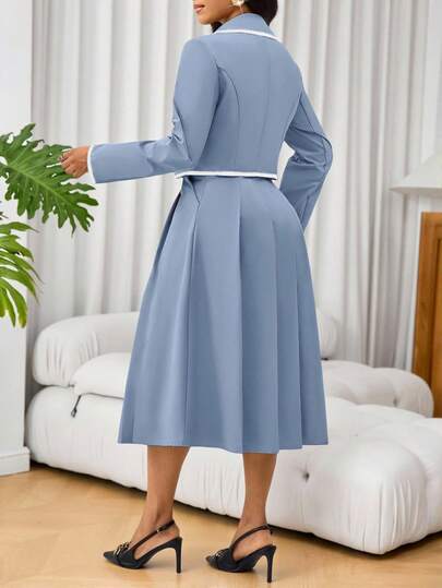 SHEIN Lady بدلة أنيقة من قطعتين للسيدات للخروجات اليومية والحفلات في جميع المواسم، فستان تخرج للنساء باللون الأبيض، ملابس تخرج، ملابس عطلة، فستان ضيف الزفاف، فساتين عيد ميلاد للنساء، ملابس كاجوال للعمل للمرأة، ملابس مهرجان