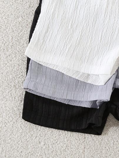 SHEIN Vintaside Kids 6 قطع طقم ملابس صيفي بسيط للأولاد الرضع، يشمل سترات علوية بدون أكمام ذات لون واحد مع شورتات مطابقة في ألوان البني، المشمش، الأزرق، قياس فضفاض مناسب للمناسبات اليومية والخارجية والحفلات
