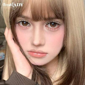 FRESH LADY عدسات لاصقة ملونة لون بني 14.20 مم من فريشلادي، عدسات ناعمة للاستخدام السنوي، محتوى الماء 40%، مريحة للارتداء اليومي، للعطلات والمناسبات والمكياج