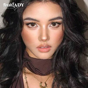 FRESH LADY عدسات لاصقة ملونة لون بني 14.20 مم من فريشلادي، عدسات ناعمة للاستخدام السنوي، محتوى الماء 40%، مريحة للارتداء اليومي، للعطلات والمناسبات والمكياج