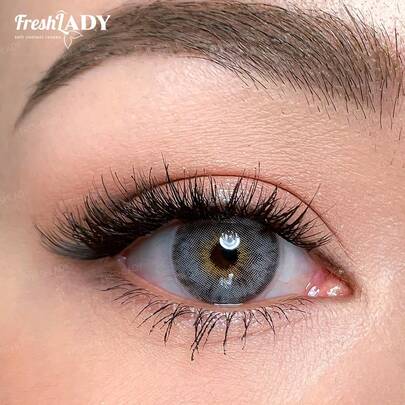 FRESH LADY عدسات لاصقة رمادية للاستخدام السنوي من فريشلادي، بقطر 14.20 مم، خفيفة الوزن، مريحة، بلون دافئ وأسلوب لطيف، مثالية للعمل والمناسبات الاجتماعية والمكياج والمناسبات الاحتفالية
