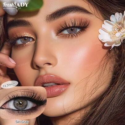 FRESH LADY عدسات لاصقة رمادية للاستخدام السنوي من فريشلادي، بقطر 14.20 مم، خفيفة الوزن، مريحة، بلون دافئ وأسلوب لطيف، مثالية للعمل والمناسبات الاجتماعية والمكياج والمناسبات الاحتفالية