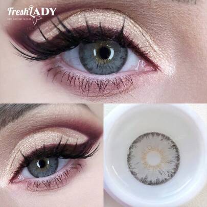 FRESH LADY عدسات لاصقة رمادية للاستخدام السنوي من فريشلادي، بقطر 14.20 مم، خفيفة الوزن، مريحة، بلون دافئ وأسلوب لطيف، مثالية للعمل والمناسبات الاجتماعية والمكياج والمناسبات الاحتفالية