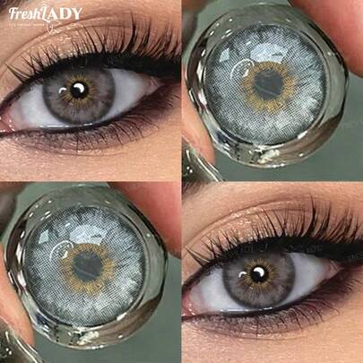 FRESH LADY عدسات لاصقة رمادية للاستخدام السنوي من فريشلادي، بقطر 14.20 مم، خفيفة الوزن، مريحة، بلون دافئ وأسلوب لطيف، مثالية للعمل والمناسبات الاجتماعية والمكياج والمناسبات الاحتفالية