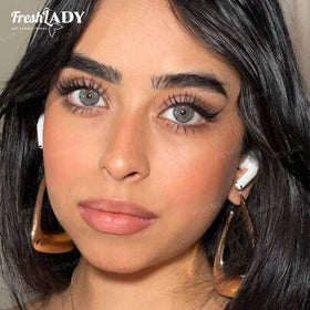 FRESH LADY عدسات لاصقة رمادية للاستخدام السنوي من فريشلادي، بقطر 14.20 مم، خفيفة الوزن، مريحة، بلون دافئ وأسلوب لطيف، مثالية للعمل والمناسبات الاجتماعية والمكياج والمناسبات الاحتفالية