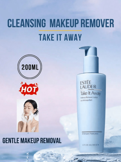 Estée Lauder مزيل المكياج "Take It Away"، 30/200 مل، مزيل مكياج ومنظف متوازن ماء-زيت، لطيف ولكن فعال، يزيل بسهولة جميع أنواع المكياج (بما في ذلك المقاوم للماء)، مُنكَّه بزيت بذور الجوجوبا والسكوالان، يهدئ البشرة، مناسب لجميع أنواع البشرة، أفضل منتج تنظ...