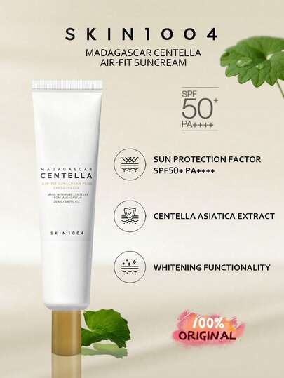 SKIN1004 واقي شمس مستخلص السنتيلا الآسيوية من مدغشقر 20مل، SPF50+ PA++++، صيغة لطيفة، مهدئ ومصلح، خفيف الوزن ومرطب، غير دهني، حماية شمسية شاملة، مناسب للبشرة الحساسة، لجميع أنواع البشرة. 20مل/0.67 أونصة سائلة | مستحضرات تجميل كورية