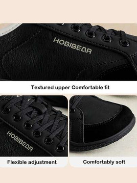 HOBIBEAR أحذية رياضية كاجوال جديدة للرجال، ذات تصميم واسع بأصبع قدم دائري أسود منخفض القمة، مناسبة للجيم والتنقل والمشي في الهواء الطلق والتنس