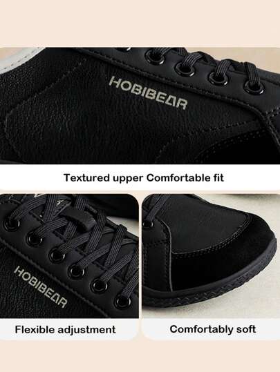 HOBIBEAR أحذية رياضية كاجوال جديدة للرجال، ذات تصميم واسع بأصبع قدم دائري أسود منخفض القمة، مناسبة للجيم والتنقل والمشي في الهواء الطلق والتنس