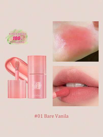 Rom&nd رومند BARE MOOL TINT 01 BARE VANILLA، أحمر شفاه لامع، لون حيوي، طويل الأمد، MLBB (شفتي ولكن أفضل) | نسيج خفيف | ملمع وأحمر شفاه طويل الأمد | أداء لوني عالي، لامع، نباتي، مكياج كوري، 4.5 جرام (0.16 أونصة)، هدية