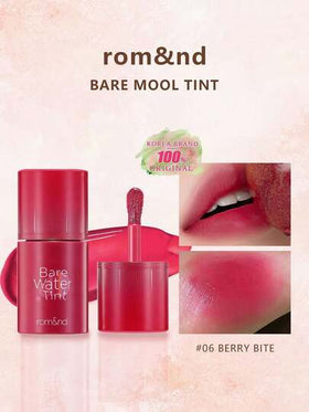 Rom&nd رومند BARE MOOL TINT #06 BERRY BITE، أحمر شفاه لامع، لون حيوي، طويل الأمد، MLBB (شفتي ولكن أفضل)، ملمس خفيف، مرطب وأحمر شفاه طويل الأمد، أداء لوني عالي، نهاية لامعة، نباتي، مكياج كوري، 4.5 جرام (0.16 أونصة)، هدية