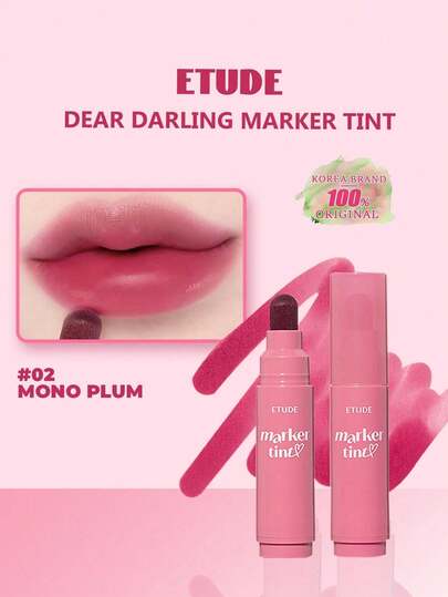 ETUDE غلوس الشفاه العزيز 02 أحادي البرقوق، غلوس شفاه مرطب وطويل الأمد، قلم تحديد شفاه ذو تغطية لونية عالية، سهل الاستخدام بطرف دقيق، نهاية مطفأة ناعمة، لا يترك بقع، تأثير لون ساتان، صيغة نباتية، مستحضرات تجميل كورية، 3.5 جم / 0.12 أونصة