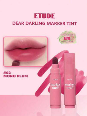ETUDE غلوس الشفاه العزيز 02 أحادي البرقوق، غلوس شفاه مرطب وطويل الأمد، قلم تحديد شفاه ذو تغطية لونية عالية، سهل الاستخدام بطرف دقيق، نهاية مطفأة ناعمة، لا يترك بقع، تأثير لون ساتان، صيغة نباتية، مستحضرات تجميل كورية، 3.5 جم / 0.12 أونصة