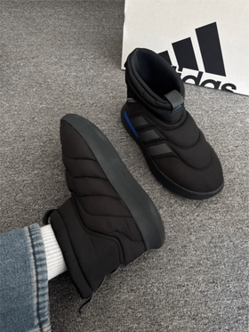 Adidas أديداس أديبوف دافئة، متينة، مانعة للانزلاق، بوت ثلج قصيرة مريحة، يناسب الجنسين، أسود