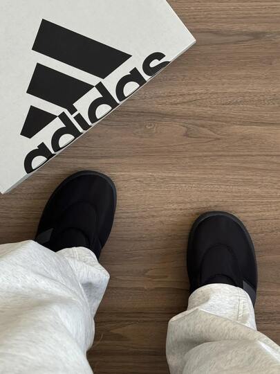 Adidas أديداس أديبوف دافئة، متينة، مانعة للانزلاق، بوت ثلج قصيرة مريحة، يناسب الجنسين، أسود
