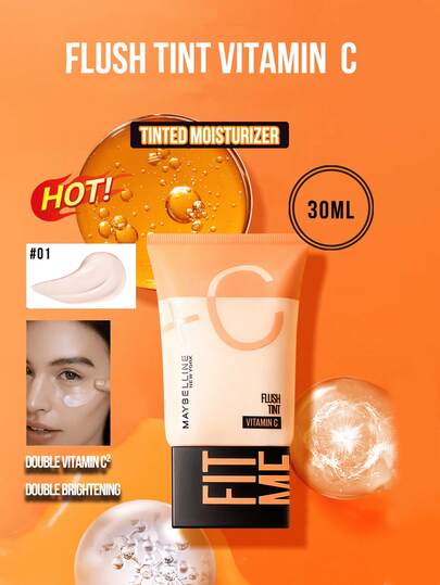 Maybelline فيت مي رادينت وايت ثنائي التأثير فيتامين سي #01 بورسلين أبيض 5/30مل، مزدوج فيتامين سي² مزدوج التفتيح، 8 تحسينات في جودة البشرة، ثلاثي الجوهر المنقوع (حمض الهيالورونيك ترطيب 24 ساعة، فيتامين سي تفتيح، نياسيناميد يوحد لون البشرة)، يخلق بريق ال...