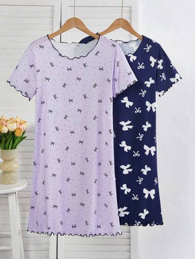 Genkimix Kids فستان نوم مطبوع بفراشة مصنوع من الأقمشة المحبوكة للبنات، صيفي