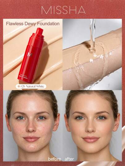 مؤسسة MISSHA M Radiant Long-Lasting 35مل - بشرة خالية من العيوب، طبيعية | خفيفة الوزن، طويلة الأمد، متعددة الاستخدامات، إشراقة مشرقة | تغطية كاملة، راحة طوال اليوم | تنعيم وترطيب البشرة فوراً. هدية عيد الميلاد، هدية للنساء، ضروري يومي، ألوان ساحرة، ضروري
