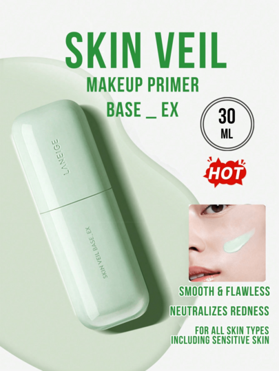 Laneige قاعدة الأساس SKIN VEIL BASE_EX رقم 60 30 مل/1.06 أونصة - صيغة حرارية، تقلل بفعالية 50% من اللون الأصفر الأساسي، مكياج مثالي خطوة واحدة، مُنكّه ب- 5 مكونات رئيسية (مستخلص التوت/مسحوق الجاد الطبيعي/إيكتوين)، يرطب بنسبة +56.7%، يتحكم في الزيوت بنسبة