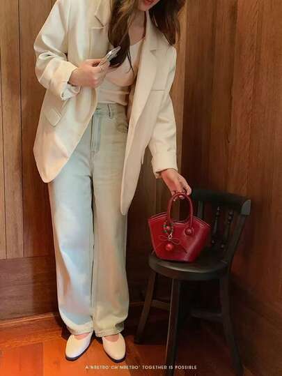 حقيبة يد من جلد البولي يوريثان بتصميم الكرز الثاني للحب من نانفنغ تشيو، حقيبة كتف وحقيبة متقاطعة للعروس باللون الأحمر