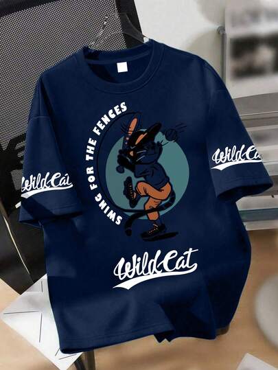 قميص تي شيرت قصير الأكمام من قماش ناعم وقابل للتنفس بطبعة نمر للمراهقين، ملابس رياضية كاجوال للربيع والصيف للمراهقين الذكور