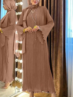 فستان نسائي سادة بطي، عباية محتشمة